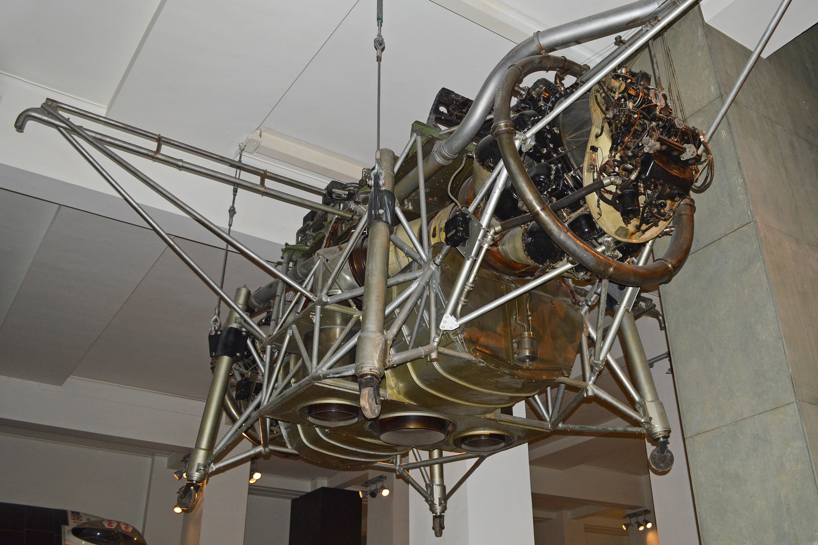 Original Rolls-Royce Flying Bedstead thrust measuring rig displayed at the Science Museum